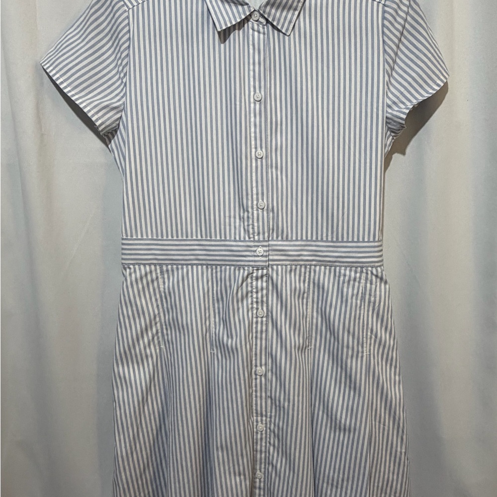 Abercrombie Kids Light Blue and White Striped Dress Size 15/16 NWT Pockets